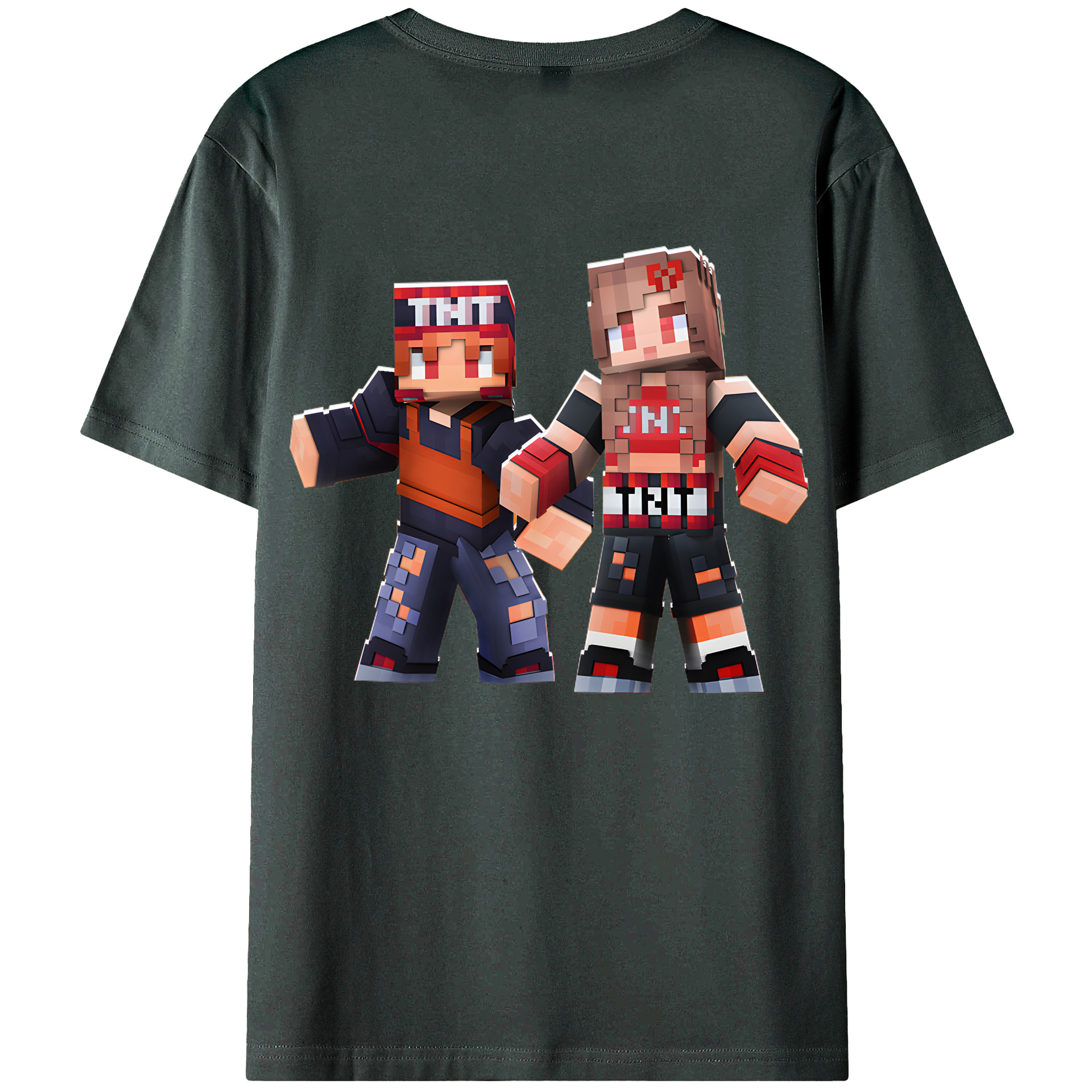 （画像用） マインクラフト ブロックの世界 Minecraft MC Block world 綿100％ メンズ半袖Tシャツ（バックプリント） 通気性